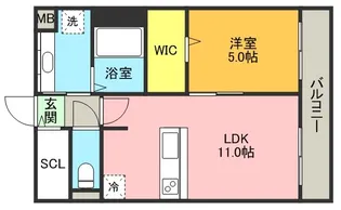 フォレ・リビエール磯辺通【3階】の間取り