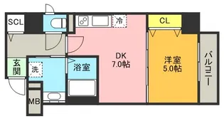 フォレ・リビエール磯辺通【7階】の間取り