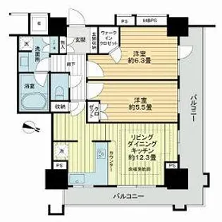 ライオンズタワー神戸元町【0506号室】の間取り