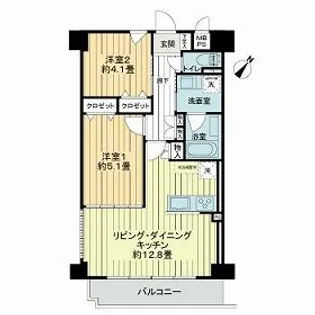 ライオンズマンション生田川東【0704号室】の間取り