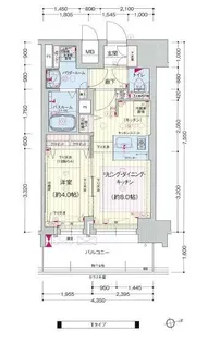 プレサンスジェネ新神戸ステーションフロント【0912号室】の間取り