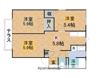 ハイツアイアンA棟【2階】の間取り