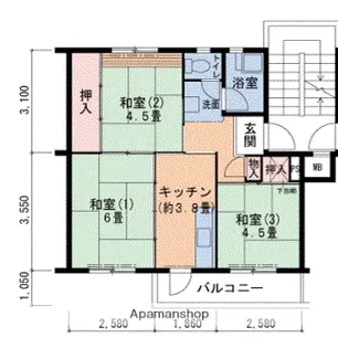 有野団地B42棟【5階】の間取り