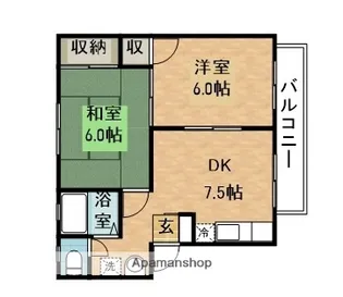 北六甲台ハイツ【2階】の間取り
