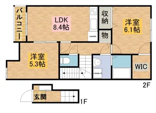 フローラ上津台II番館【202号室】の間取り