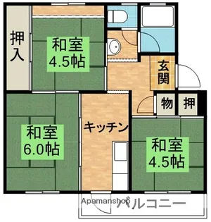 有野団地B38号棟【5階】の間取り