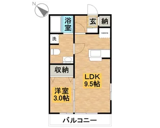 フレエール谷上【1階】の間取り