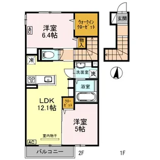 グリシーナ谷上【2階】の間取り