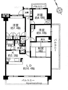 東急ドエル・アルス藤原台7号棟【1階】の間取り