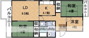 鹿の子台北ハイツ【3階】の間取り