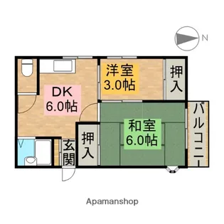 小中島ハイツ【3階】の間取り