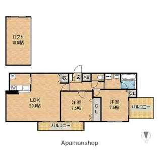 ソレイユ東園田【3階】の間取り