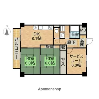 グランディール園田【3階】の間取り