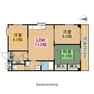 サングリーンマンション【4階】の間取り