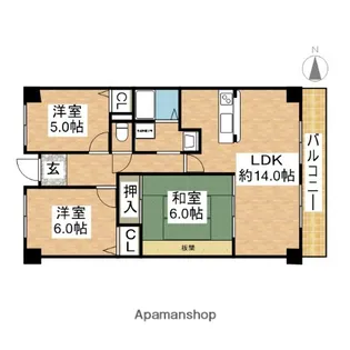 ラフォーレ北園田【3階】の間取り