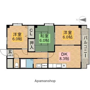 オークヴィラ園田【3階】の間取り