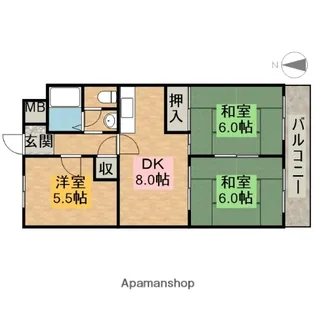 シャン堀ノ内【1階】の間取り