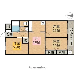 シャン堀ノ内【1階】の間取り