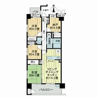 ライオンズガーデン武庫之荘【0201号室】の間取り