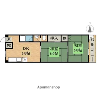 阪山ハイツ A棟【2階】の間取り