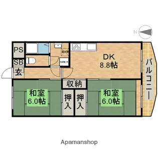 若王ハイム【6階】の間取り