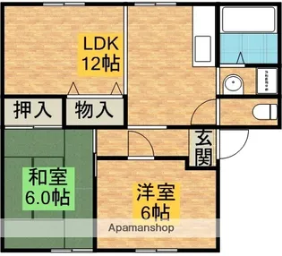 JAサンビレッジ末広 D棟【108号室】の間取り