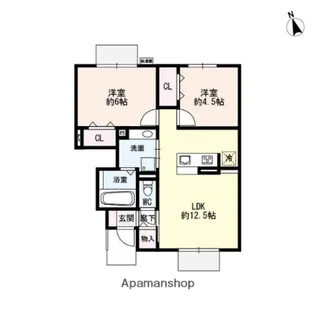 兵庫県三木市加佐【アパート】の間取り
