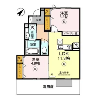 サニーコート加佐弐番館【1階】の間取り