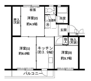 ビレッジハウス志染12号棟【0206号室】の間取り