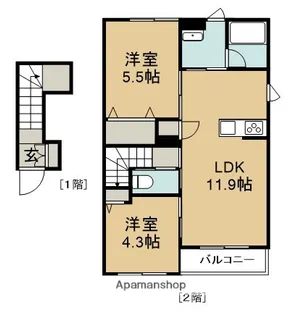 兵庫県小野市上本町【アパート】の間取り