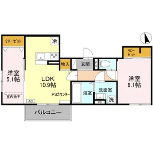 メゾンドソルテA【3階】の間取り