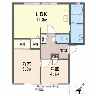 ベネッセ宮前【102号室】の間取り