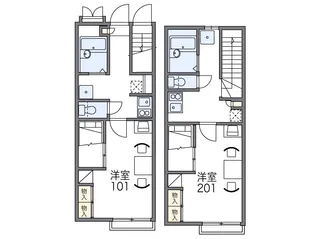 レオパレスウイング【205号室】の間取り