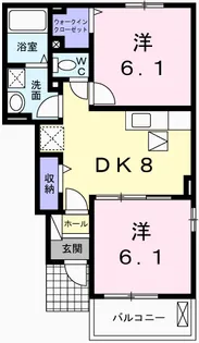 サニーアップヒルE【1階】の間取り