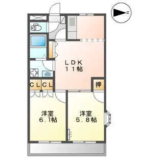 サンフラワー新宮【1階】の間取り