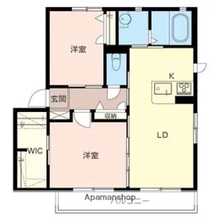シャーメゾンアミノウチ B棟【2階】の間取り