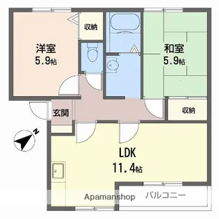 ウォームフロント岡田【2階】の間取り