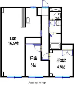 2LDKの間取り画像