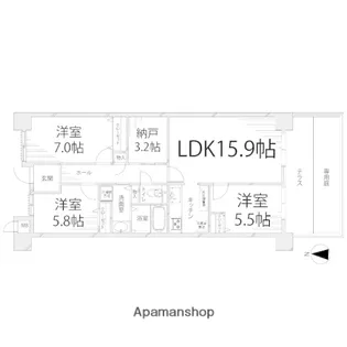 キャッスルコート田寺【1階】の間取り