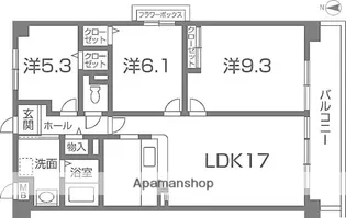 ヒルサイドテラス北平野【202号室】の間取り