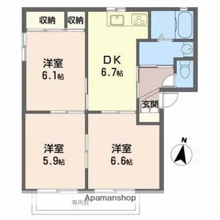 メイプルタウンⅡ A【1階】の間取り