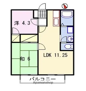 サンライフ森の西 A【202号室】の間取り