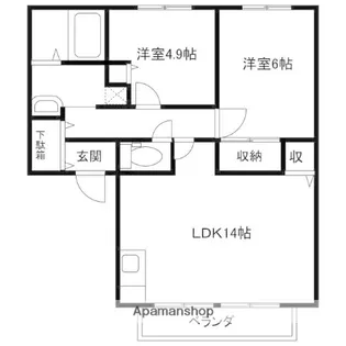 パストラーレ御立 A棟【205号室】の間取り
