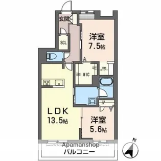 オカバ姫路岡町シャーメゾン A【2階】の間取り