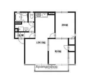 サンパティック御立 B棟【102号室】の間取り