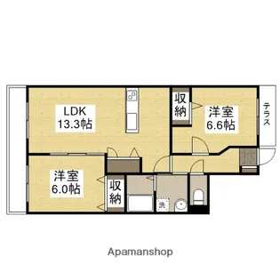 2LDKの間取り画像