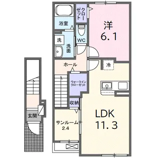 モンビーブルB【2階】の間取り