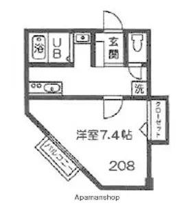 エトランス書写【208号室】の間取り