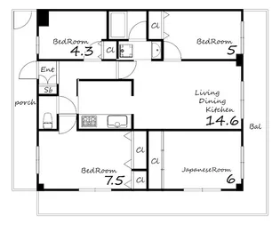 ビッグウェーブビル【304号室号室】の間取り