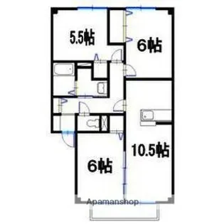 スカイピア B【101号室】の間取り